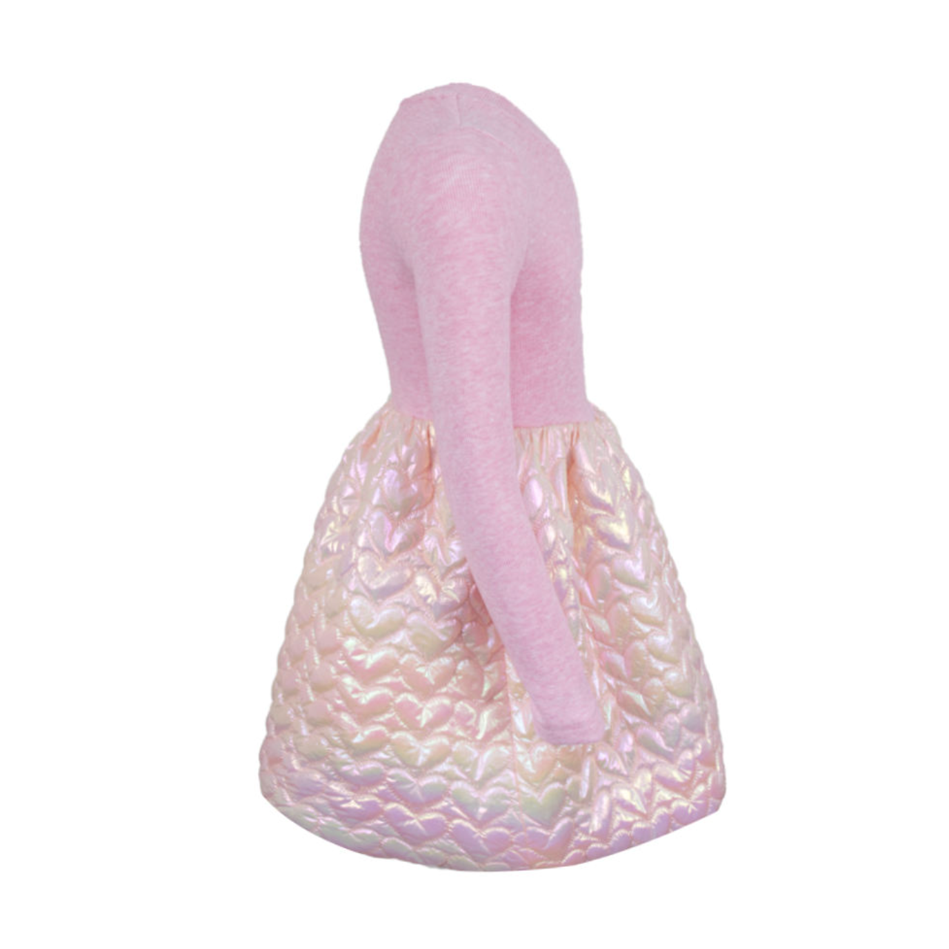Rosé Heart Princess Dress – Iridescent Quilted Party Dress for Girls