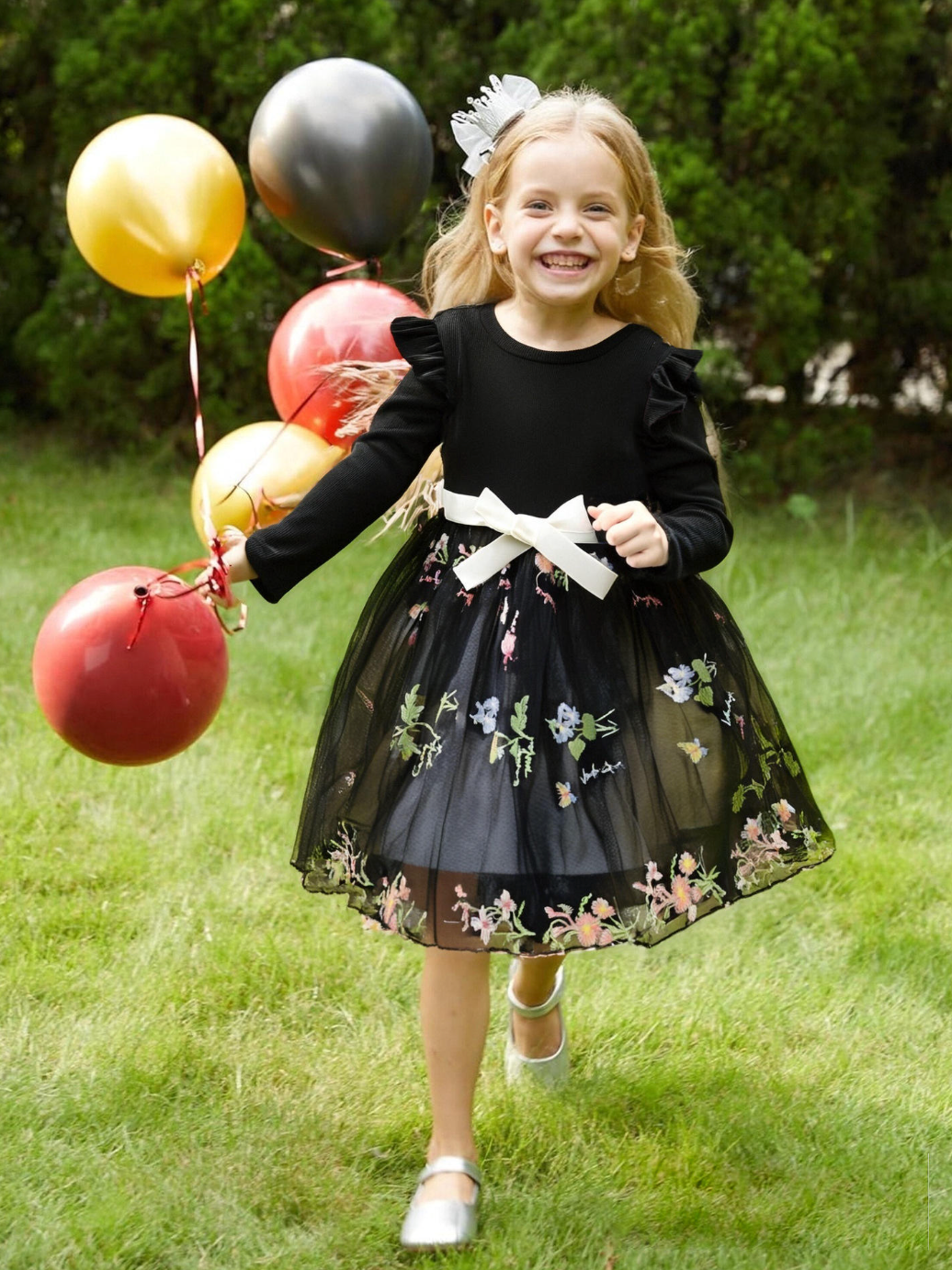 Florabelle Ruffle Dress – Enchanting Floral Long-Sleeve Dress for Girls