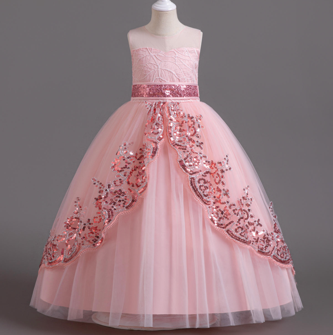 Eveliora Princess Gown – Elegant Long Bridesmaid & Flower Girl Dress for Girls