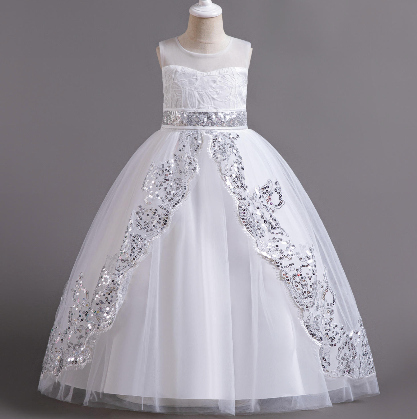 Eveliora Princess Gown – Elegant Long Bridesmaid & Flower Girl Dress for Girls