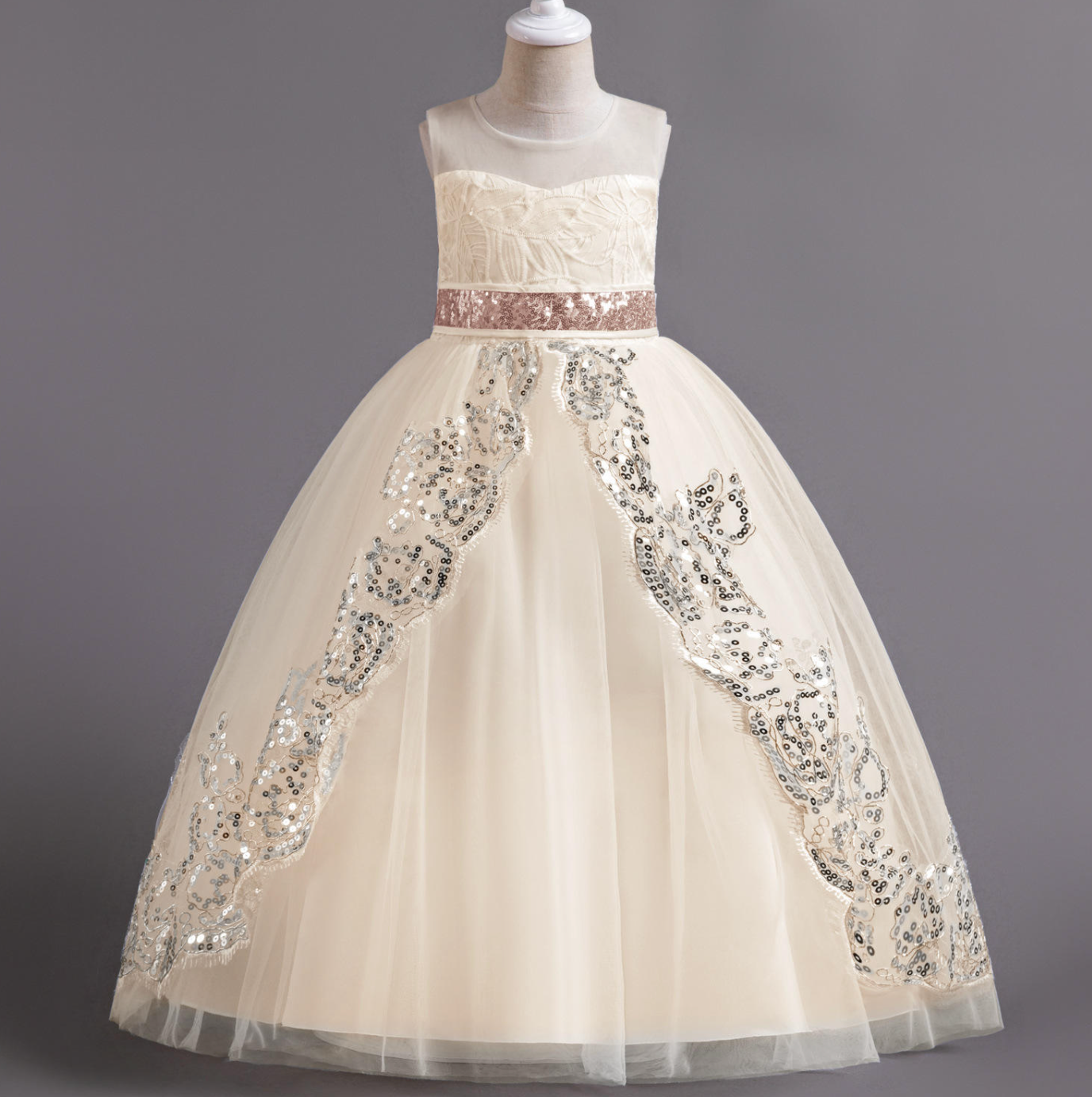 Eveliora Princess Gown – Elegant Long Bridesmaid & Flower Girl Dress for Girls