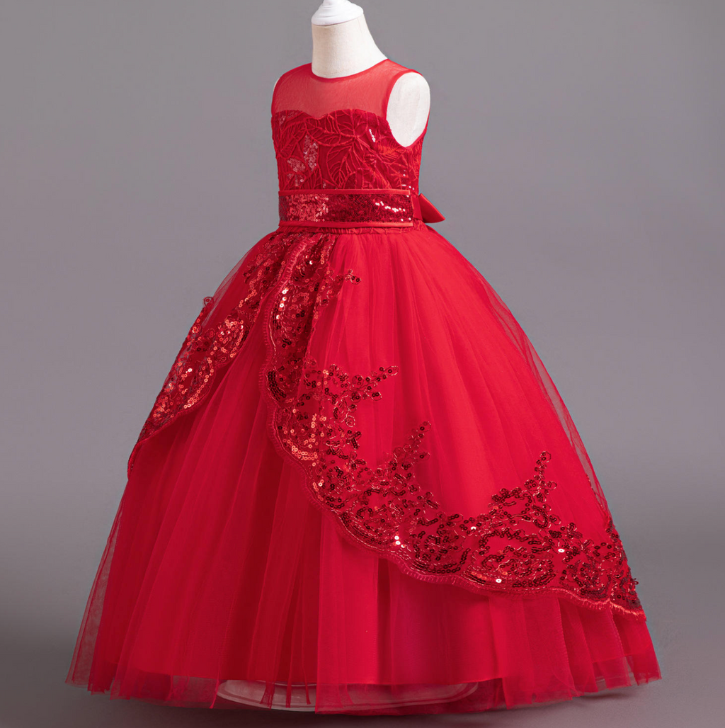 Eveliora Princess Gown – Elegant Long Bridesmaid & Flower Girl Dress for Girls