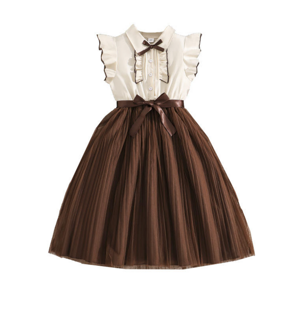Belleora Summer Dress – Elegant Waist-Defined Short-Sleeve Dress for Girls